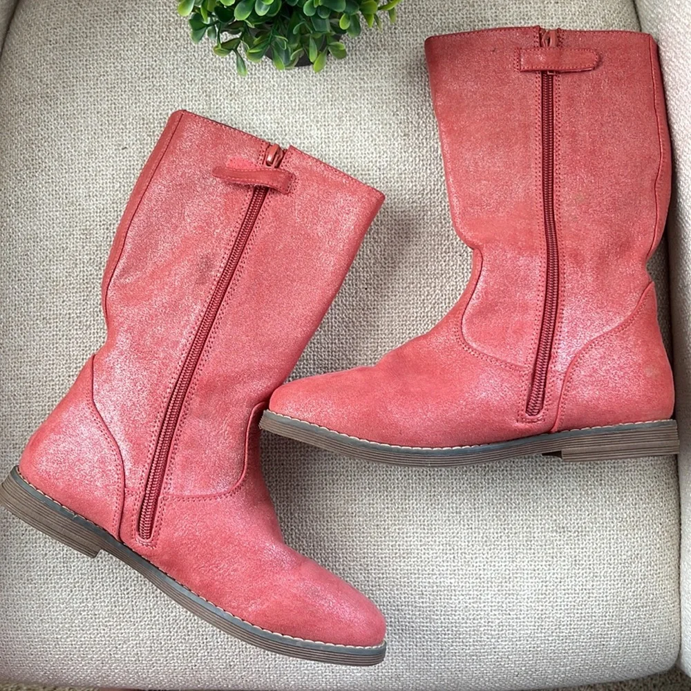 Hanna Andersson Karinne Girl's Glitter Riding Boot Fashion size 4 red/orange